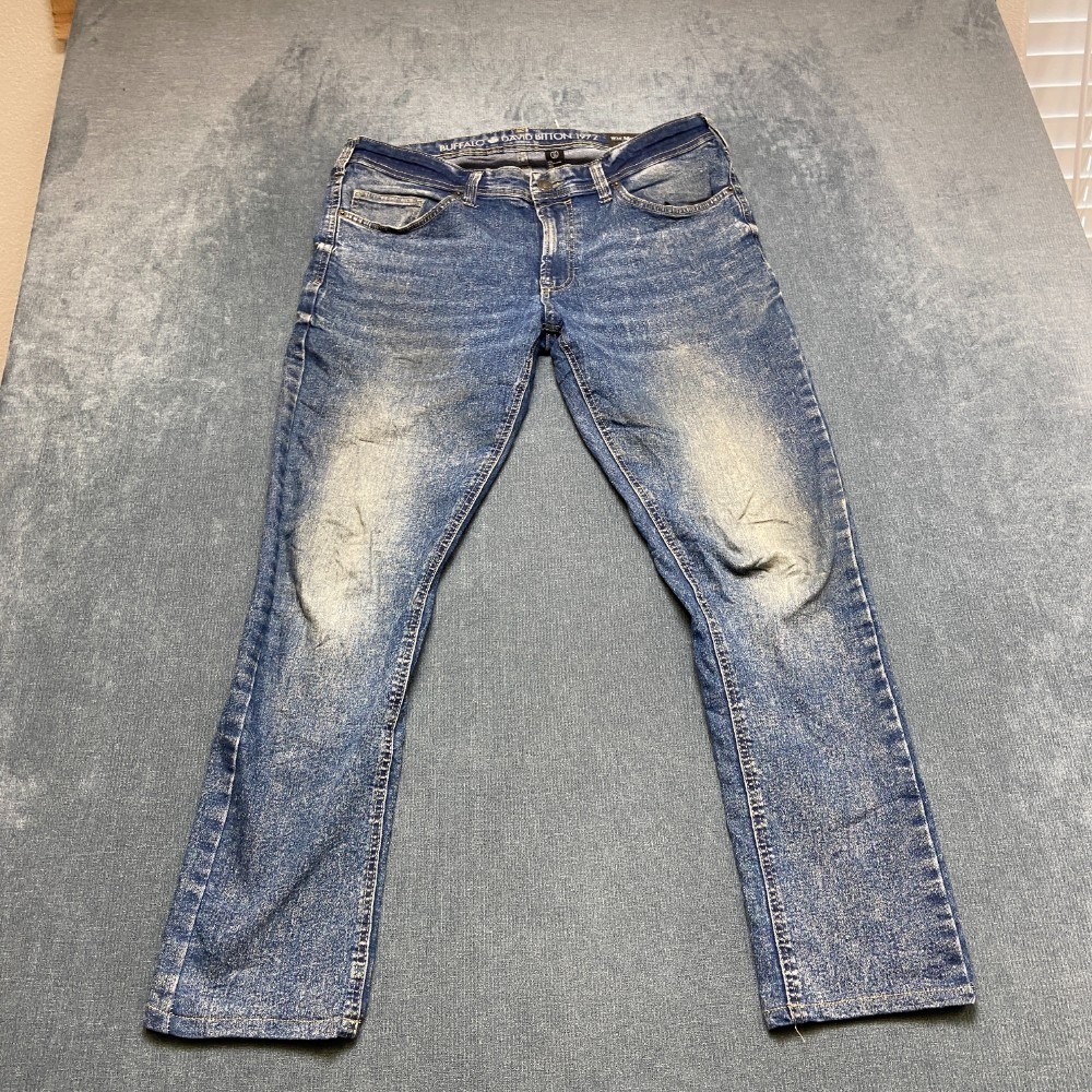 Buffalo David Bitton Max-X Jeans Mens 34x30 Blue Denim Cotton Stretch Skinny Leg